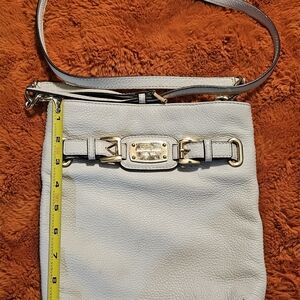 Michael Kors White Leather Crossbody Bag with Gold Accents